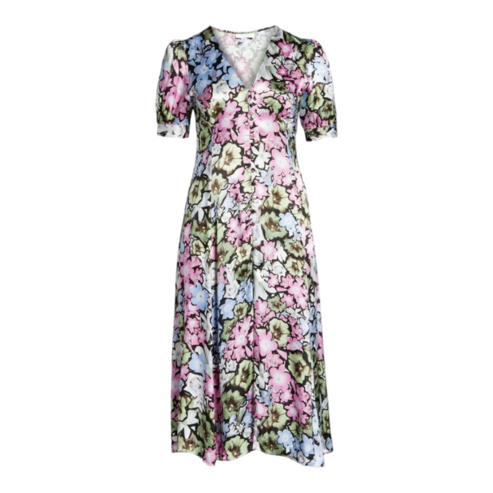 TOPSHOP Dress SIZE 12 Floral Print Button-Up Midi Dress Silky Soft Summer Dress